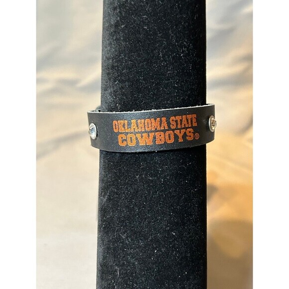 Oklahoma State Cowboys Leather and Rhinestone Bracelet - Picture 1 of 4
